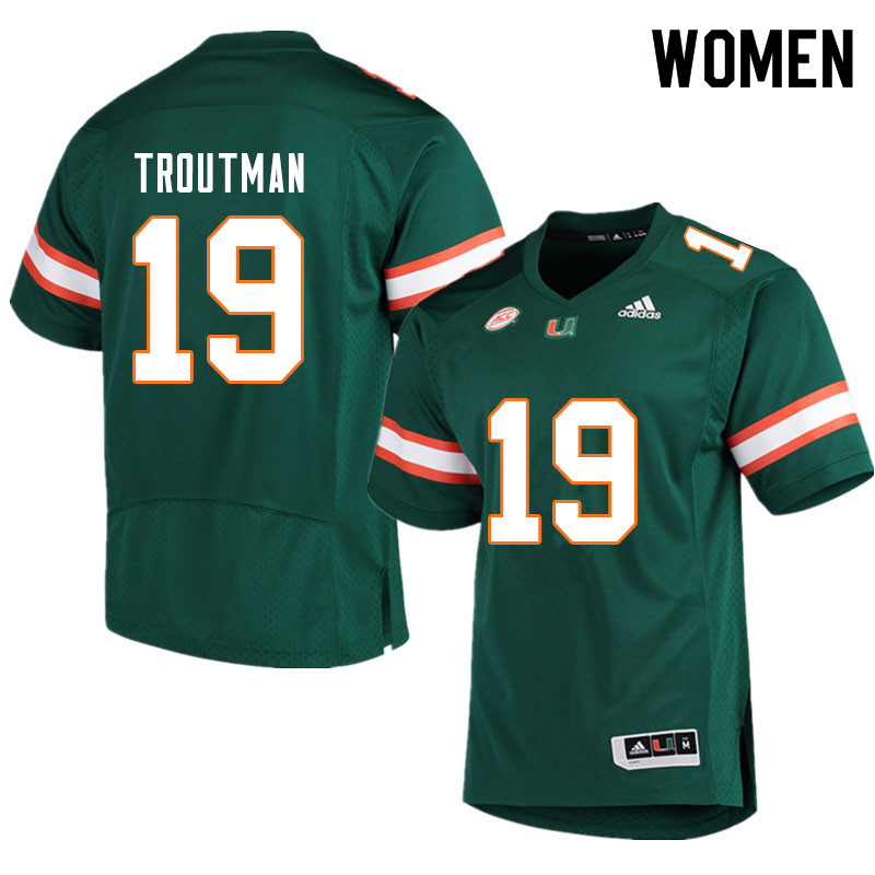 Women #19 Deshawn Troutman Miami Hurricanes College Football Jerseys Sale-Green